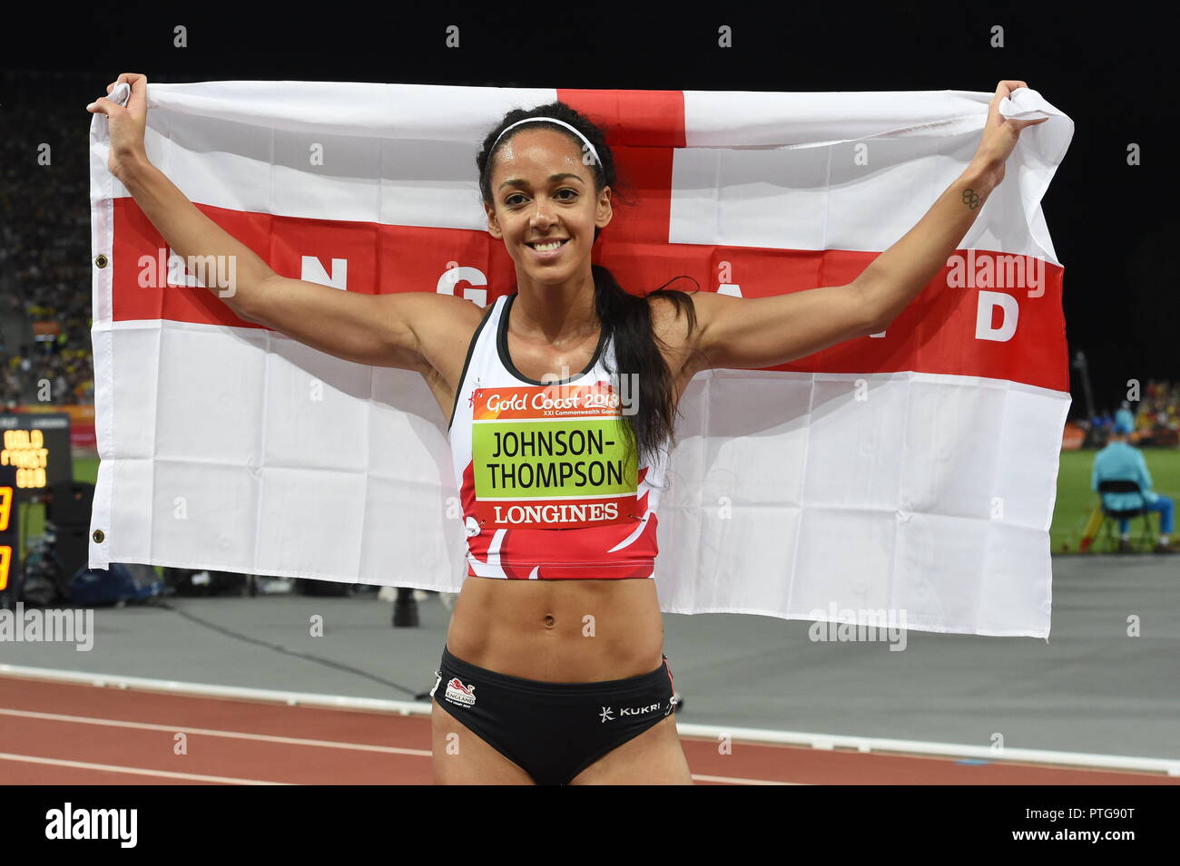 Die 2018 Commonwealth Games Gold Coast Katrina Johnson Thompson in der Frauen Heptathalon 800 m heute Bild Jeremy Selwyn Stockfoto