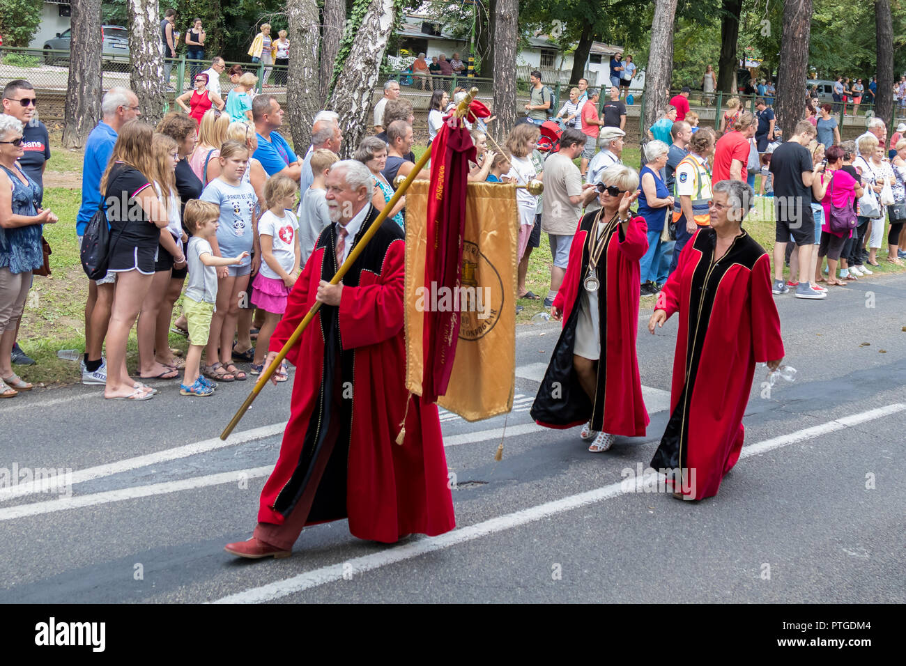 Traditionelle ungarische Rebsorte Teilnehmer der Veranstaltung im Herbst in einem Dorf in Badacsony. 09. 09. 2018 Ungarn Stockfoto