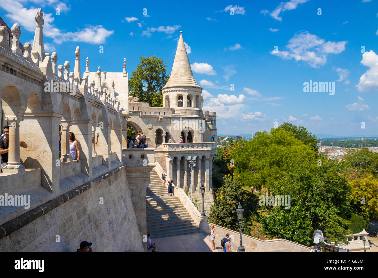 Fischers Bastion oder Halaszbastya auf dem Budaer Burgberg in Budapest, Ungarn Stockfoto