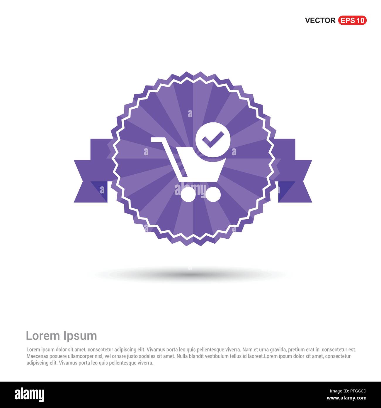 Warenkorb und Pluszeichen - Purple Ribbon banner Stock Vektor