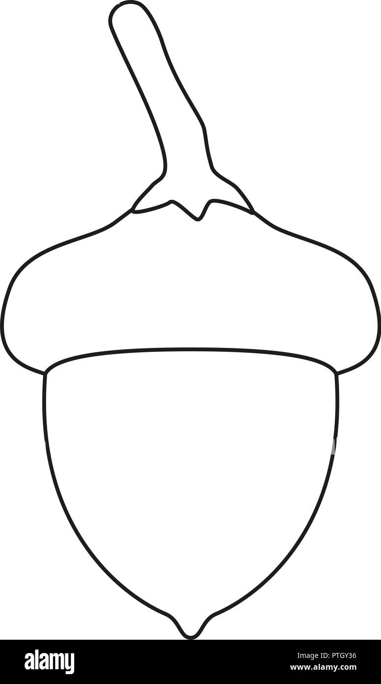 Line Art schwarz und weiß Acorn Stock Vektor