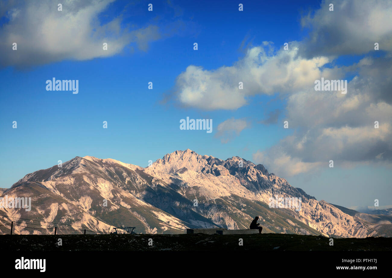 Campo Imperator in der Gran Sasso d'Italia Massivs, innerhalb des Gran Sasso e Monti della Laga National Park, in der Nähe von L'Aquila, Abruzzen, Italien Stockfoto