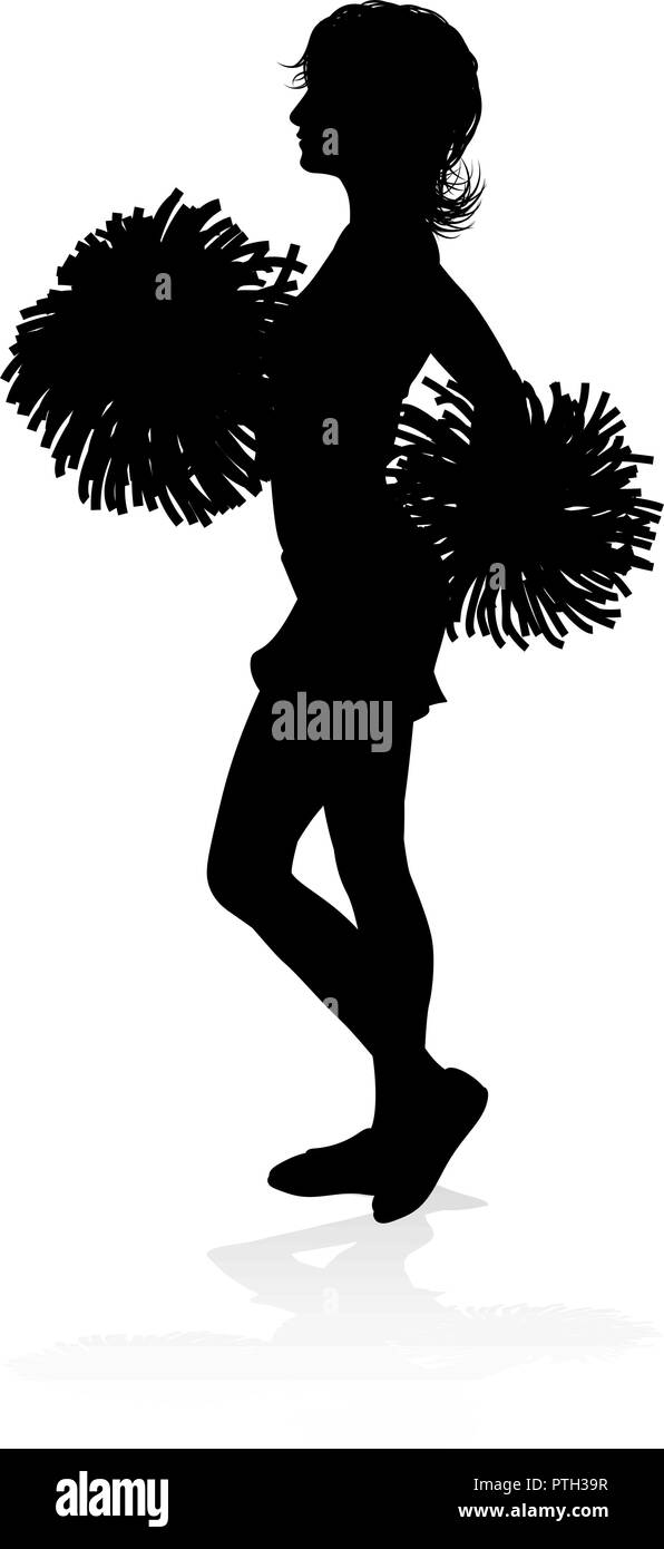 Cheerleader Pom Poms Silhouette Stock Vektor