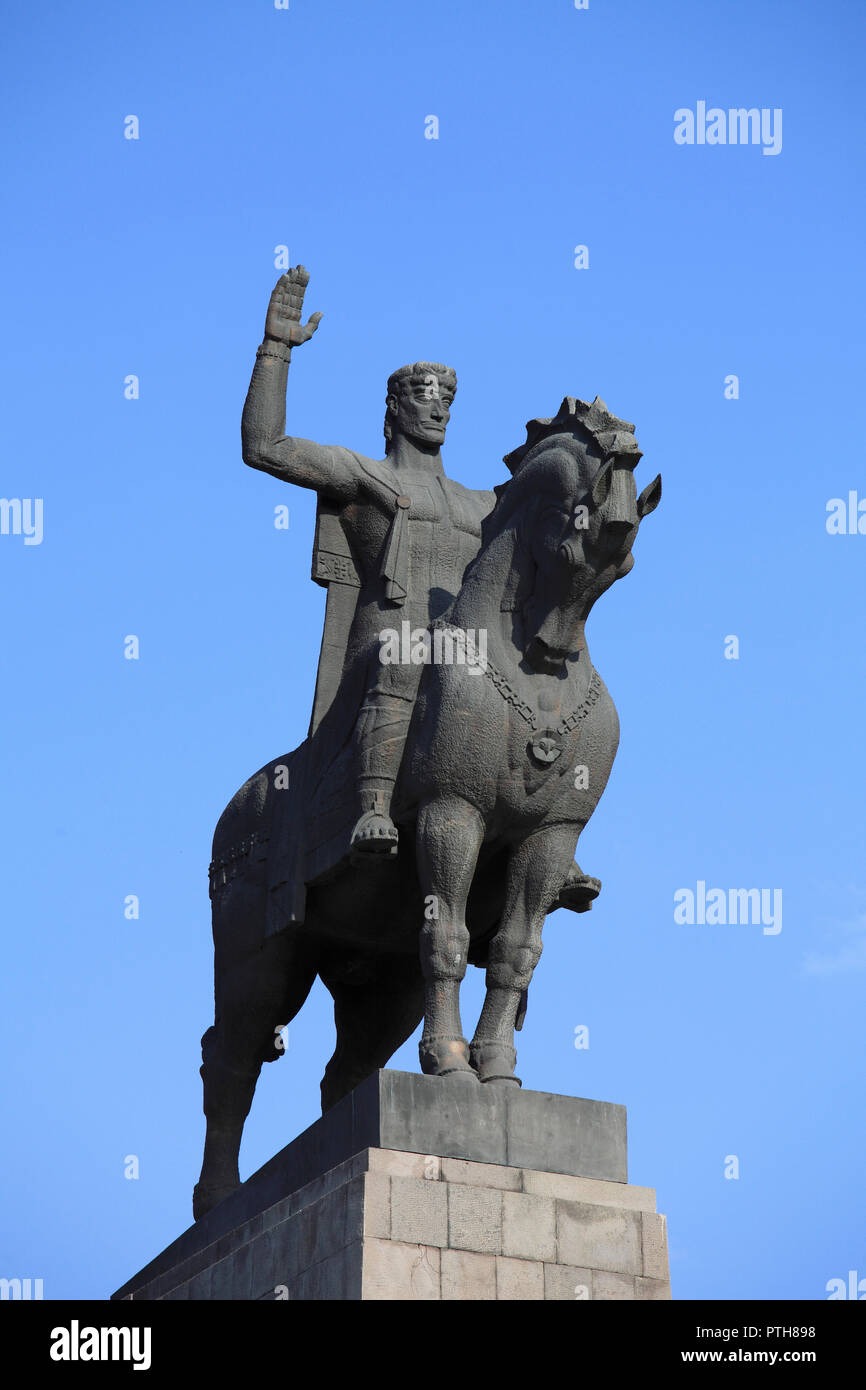 Georgien, Tiflis, König Wachtang Gorgasali, Statue, Stockfoto