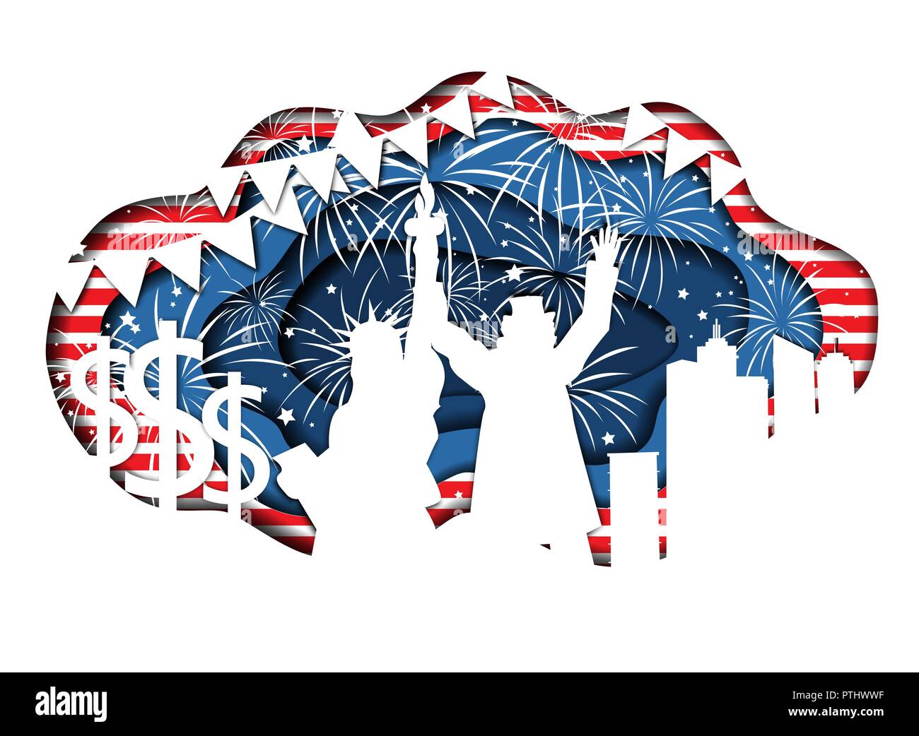 Lustige Papier Banner für Independence Day 4. Juli USA mit