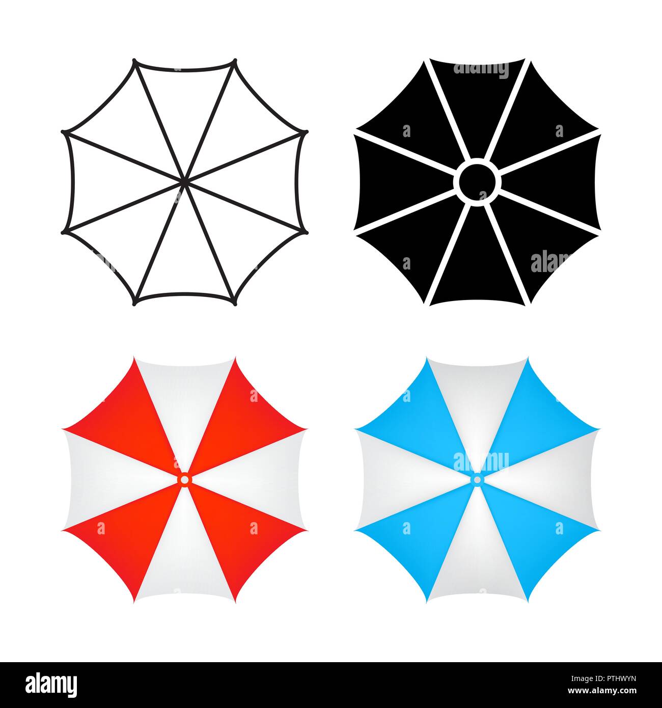 Regenschirm Symbol Draufsicht Design auf weißem Hintergrund Stock Vektor Regenschirm Symbol Draufsicht Design auf weißem Hintergrund Stock Vektor