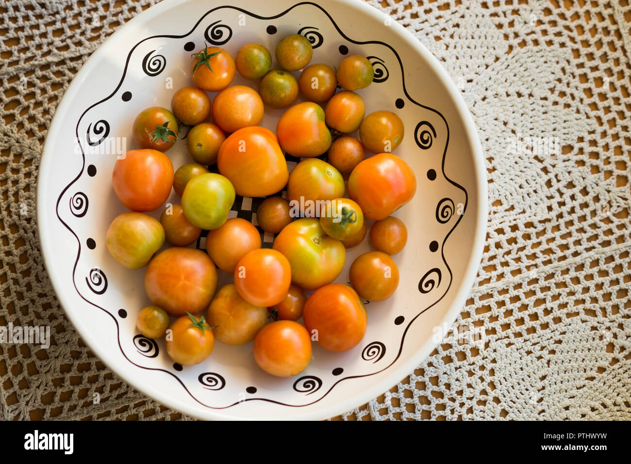 Nach Hause angebauten Tomaten Stockfoto