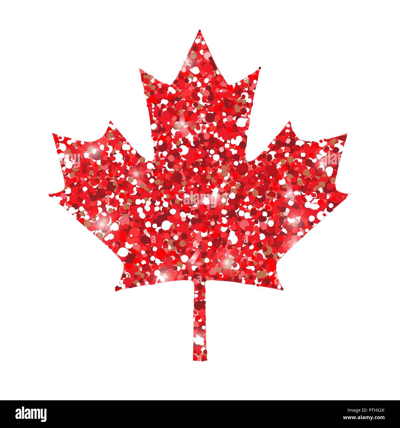 Happy Canada Day vektor Grußkarte mit Red maple leaf. Glitzer Hintergrund. Design für Karte, Poster, Canada Day Feier Stock Vektor