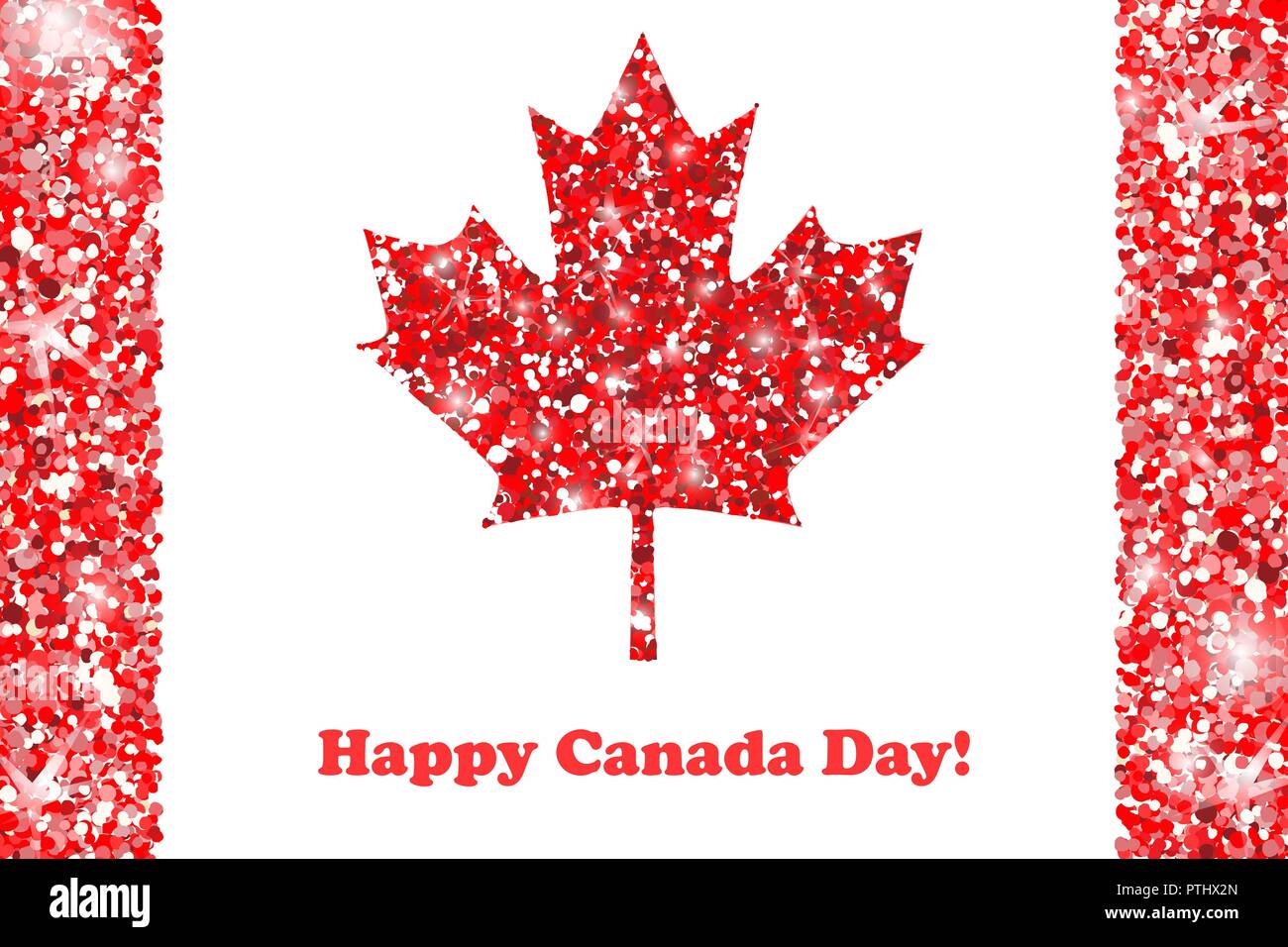 Glänzendes Zeichen von Kanada Red maple leaf. Red glitter Vector