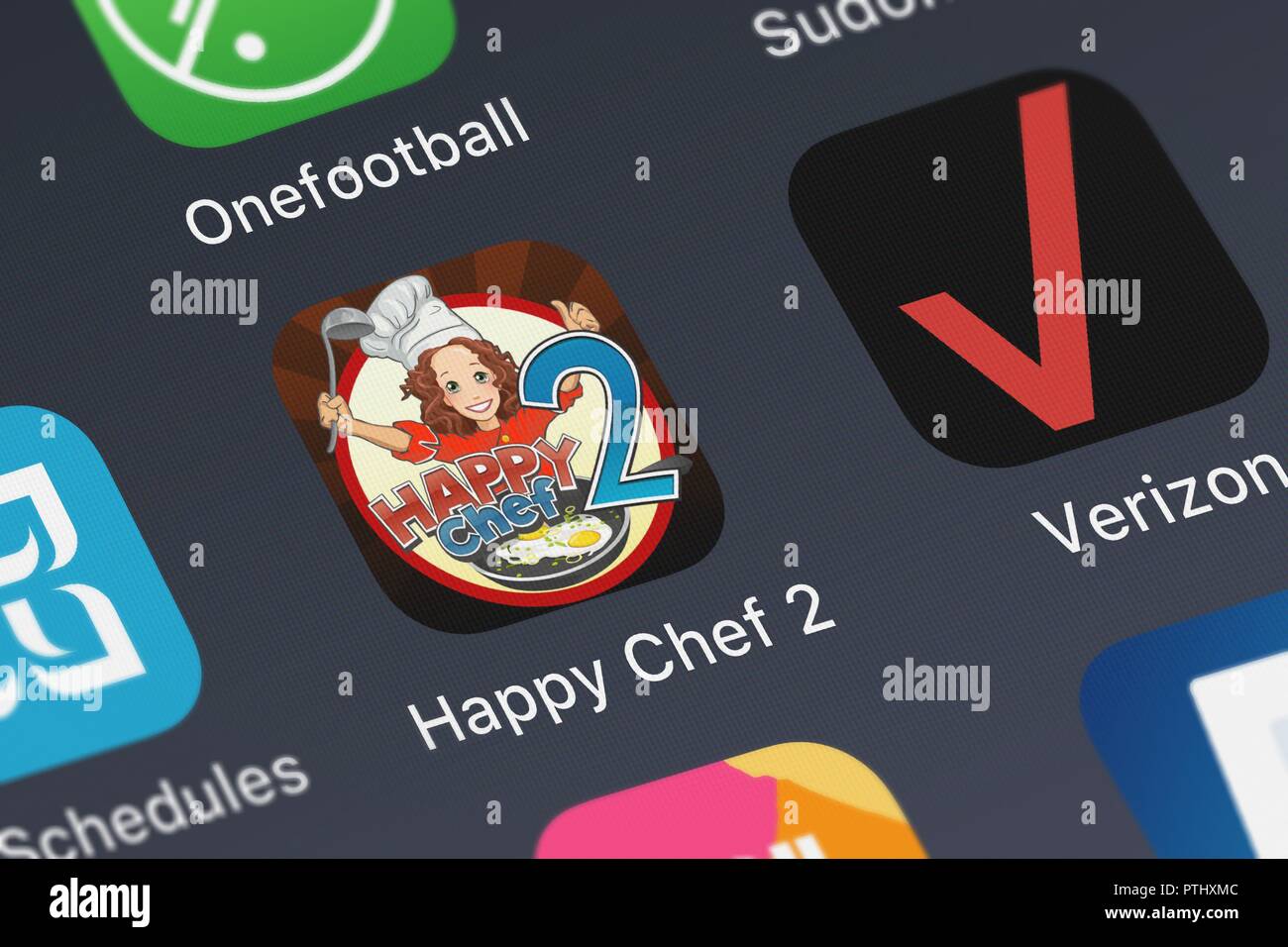 London, Großbritannien - 09.Oktober 2018: Screenshot der mobile App Happy Chef 2 von Nordcurrent. Stockfoto