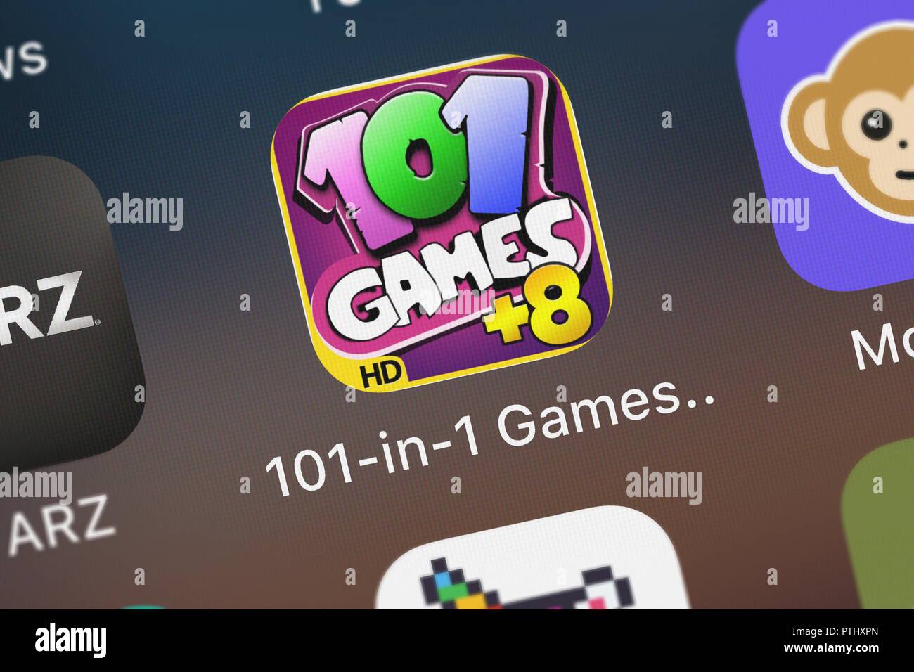 London, Großbritannien - 09.Oktober 2018: Nahaufnahme der 101-in-1 Spiele HD mobile App von Nordcurrent. Stockfoto
