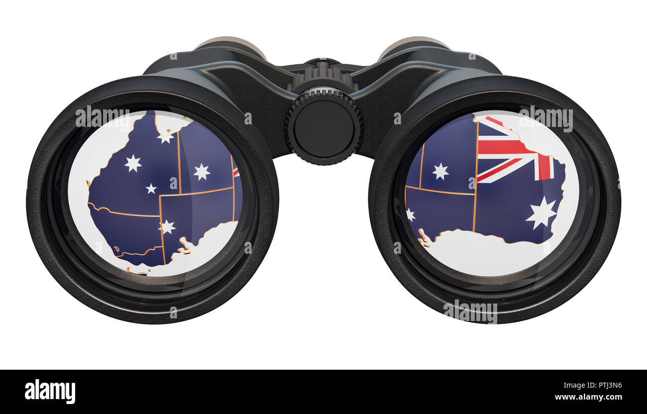 Spionage in Australien Konzept, 3D-Rendering auf weißem Hintergrund Stockfoto