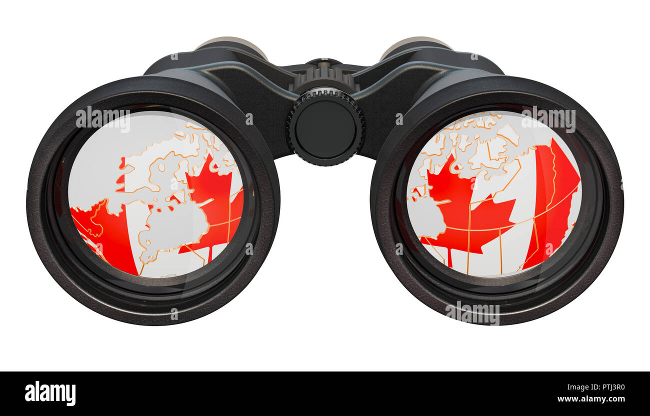 Spionage in Kanada Konzept, 3D-Rendering auf weißem Hintergrund Stockfoto