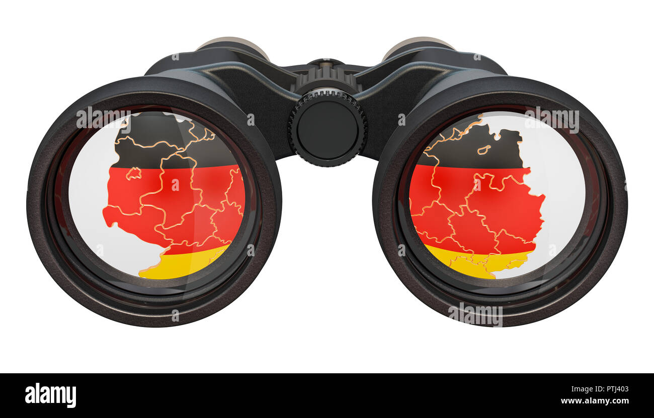 Spionage in Deutschland Konzept, 3D-Rendering auf weißem Hintergrund Stockfoto