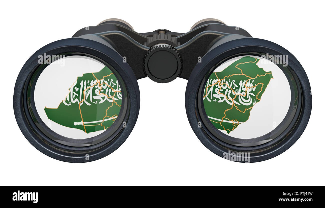 Spionage in Saudi-arabien Konzept, 3D-Rendering auf weißem Hintergrund Stockfoto