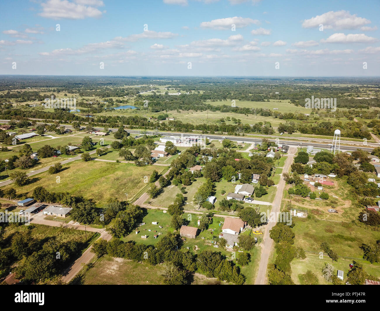 Antenne der ländlichen Sommervile, Texas in Austin und Houston. Stockfoto