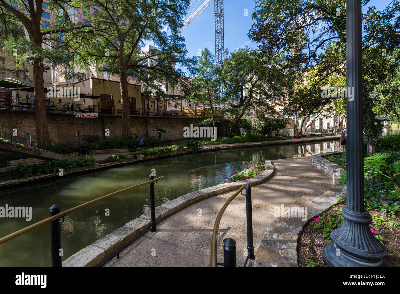 Berühmte szenische San Antonio River Walk in Texas. Stockfoto