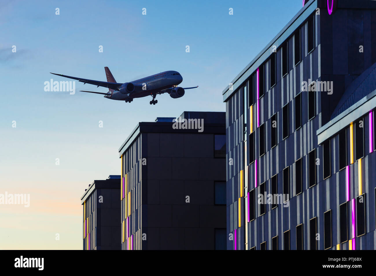 Air India am frühen Morgen Ankunft Stockfoto