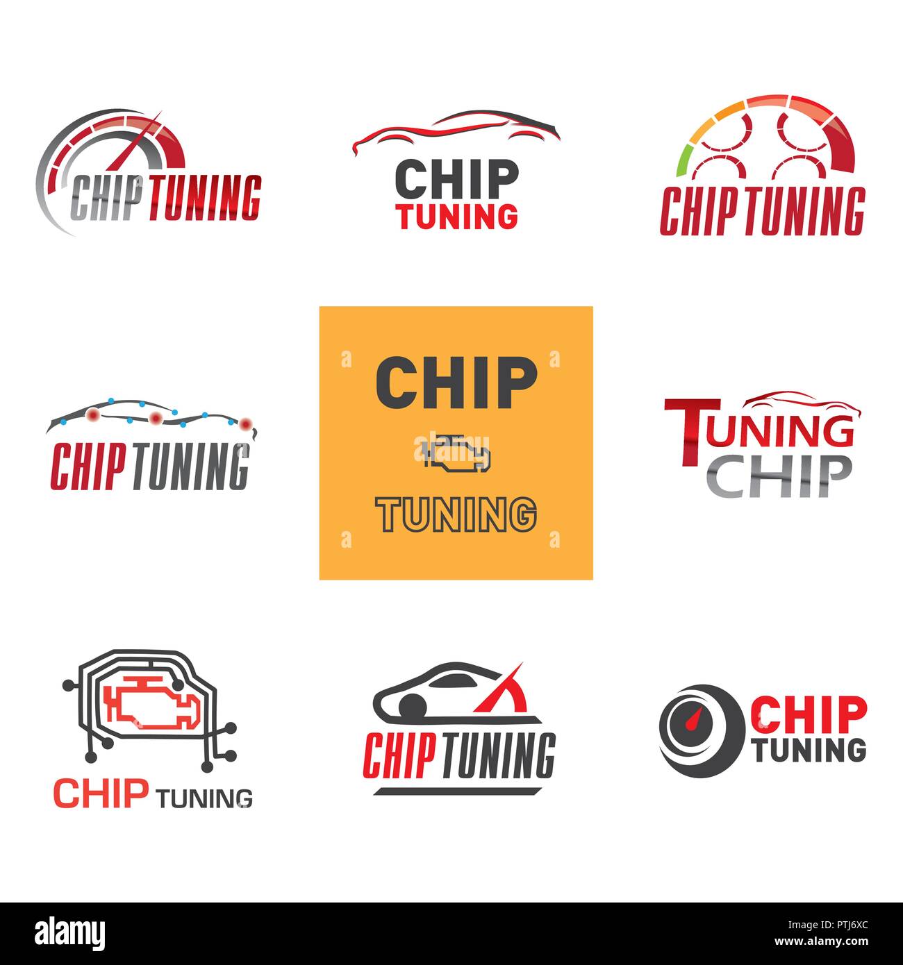 Der Vektor logos Chip Tuning Autos Stock Vektor