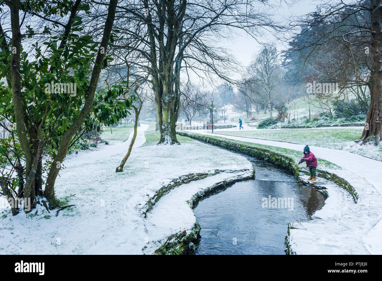 Ein winter Szene in Trenance Gärten in Newquay in Cornwall. Stockfoto