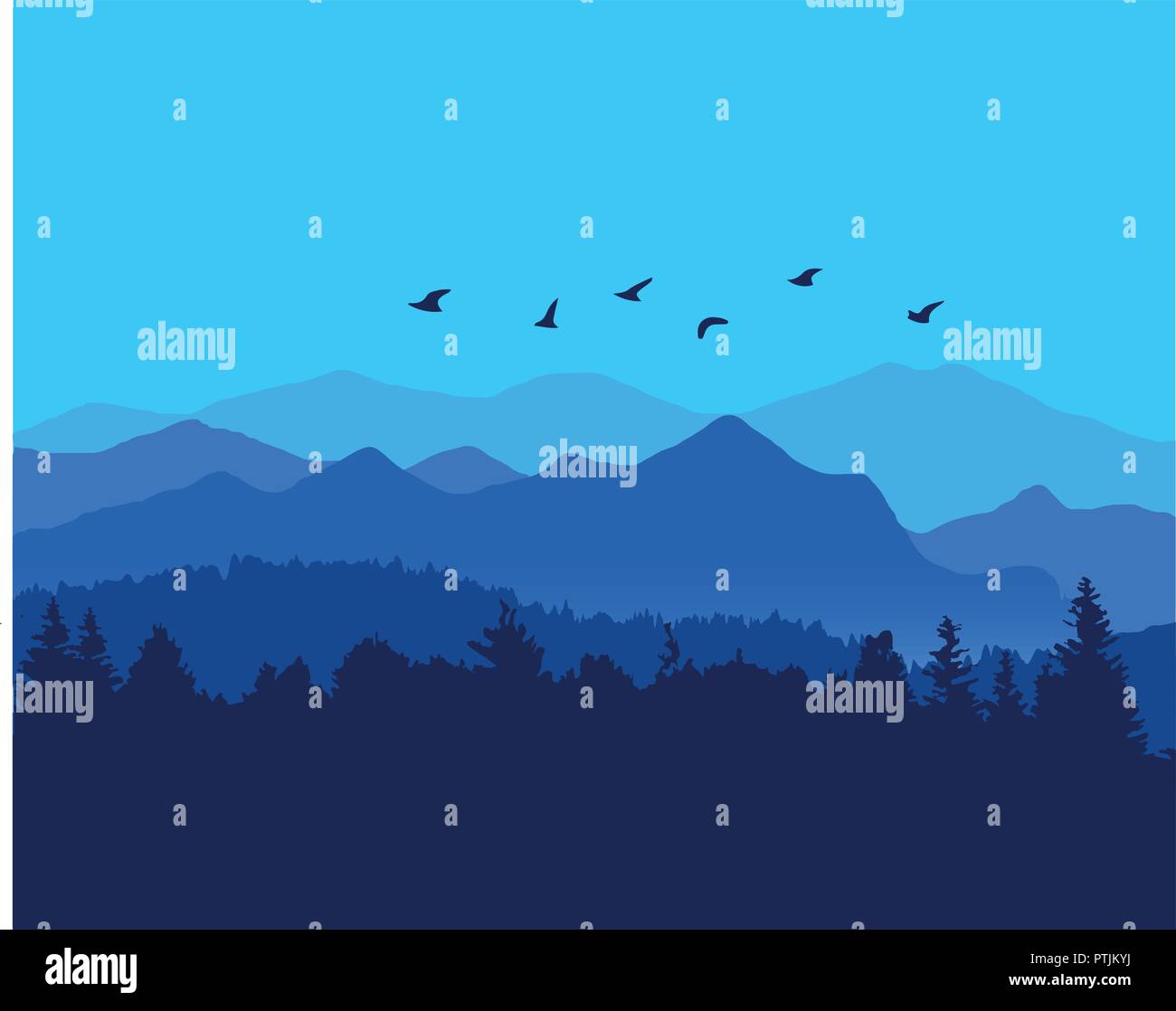 Abbildung: Berglandschaft mit Wald Stock Vektor