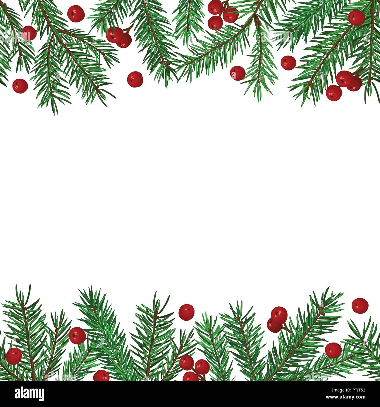 Nahtlose Hintergrund mit realistischen Grüne Tanne Zweig und Weihnachten  Beeren. Für Text, Gratulation. Weihnachten, Neujahr Symbol  Stock-Vektorgrafik - Alamy