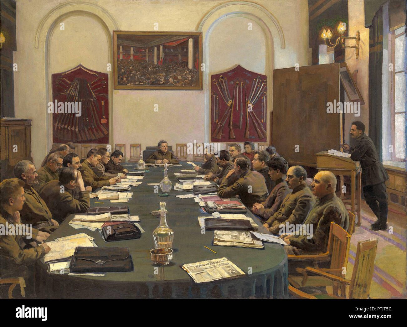 Brodsky Isaak - Montage des Revolutionären Militärrates der udssr unter dem Vorsitz von Kliment Woroschilow Stockfoto