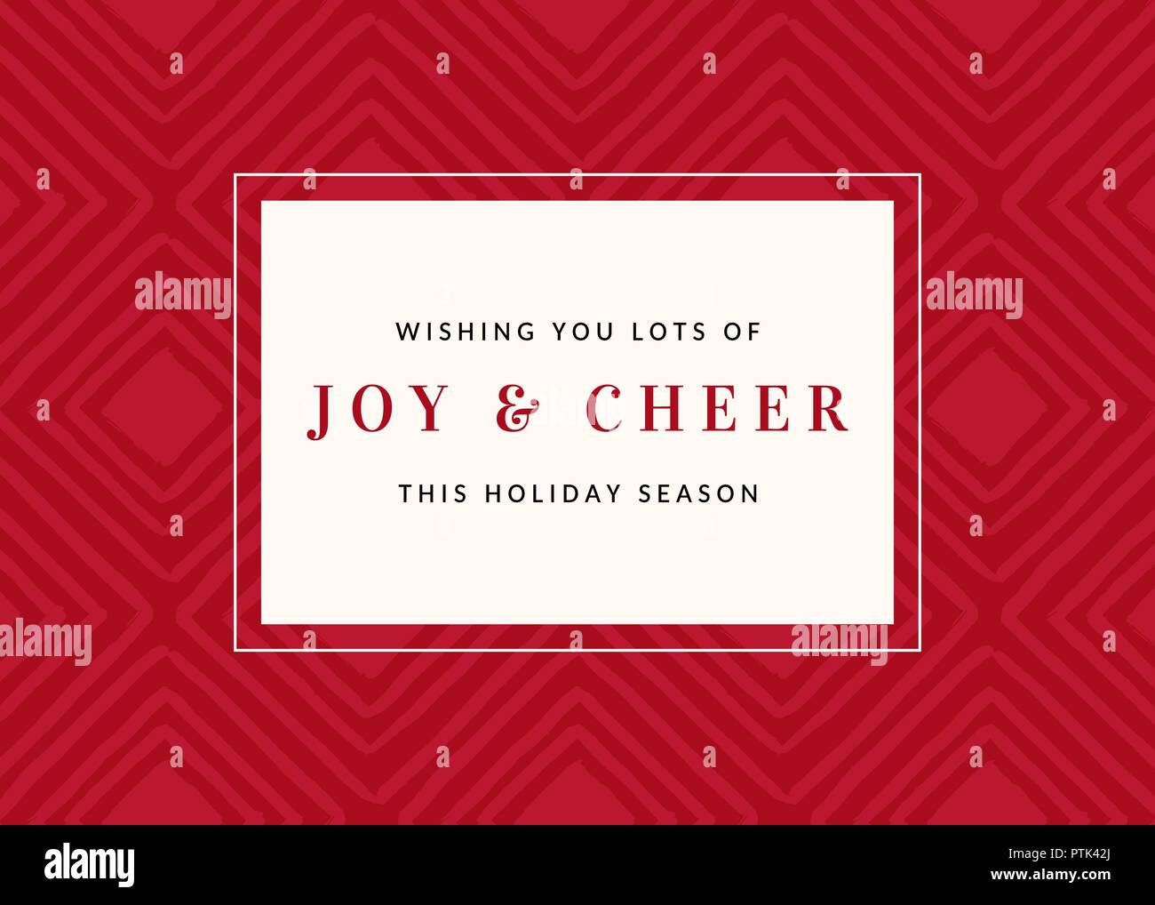 Weihnachten Design mit rotem geometrische Muster und Text 'Wir wünschen Ihnen viel Freude und Beifall dieser Saison" auf weißem Hintergrund. Stilvoll und elegant Stock Vektor