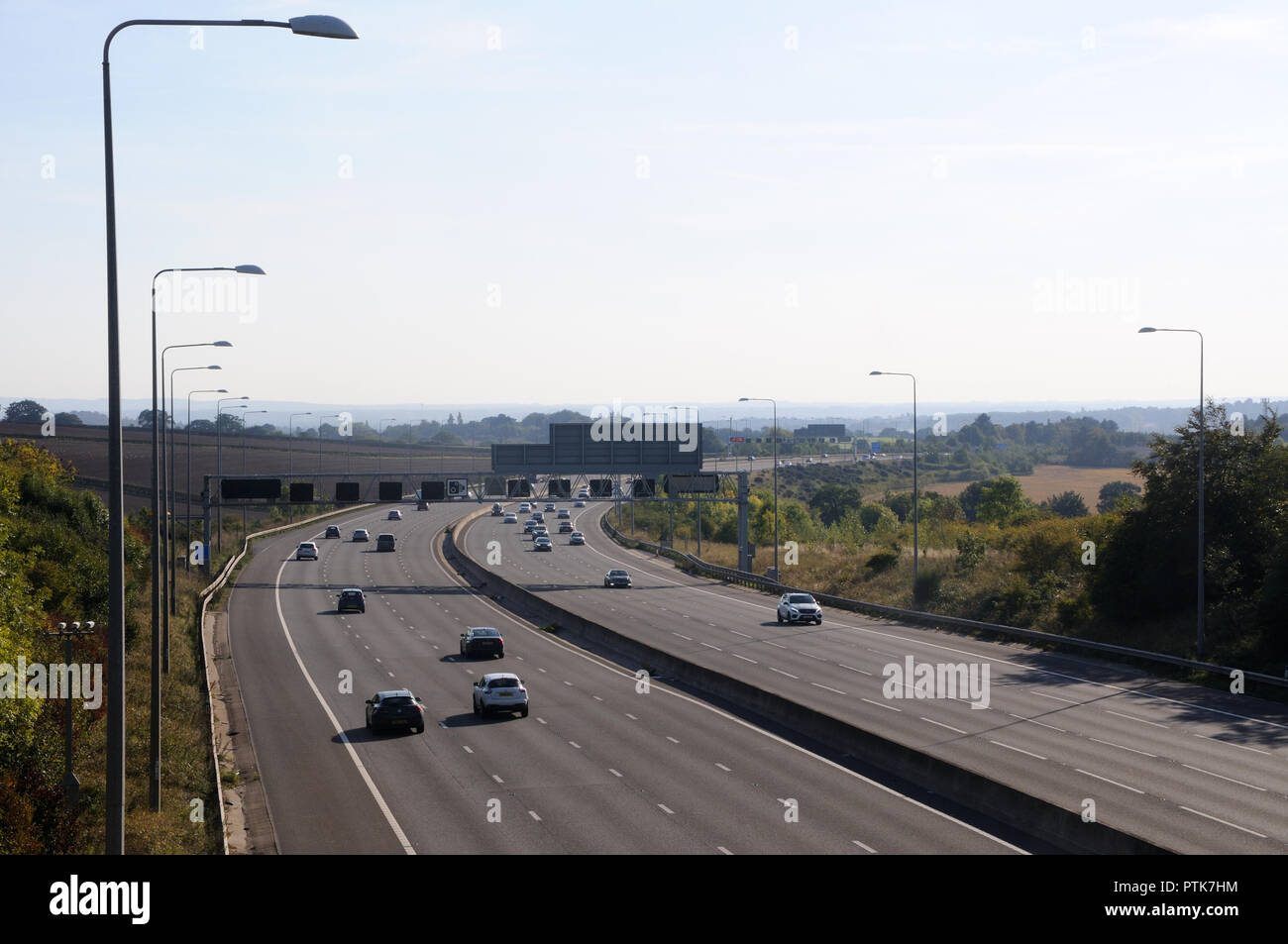 Die Autobahn M1 in der Nähe von Strelley, Nottinghamshire, England Stockfoto