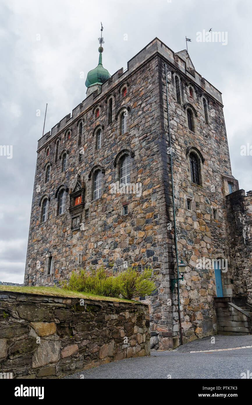 Rosenkrantz Turm ist der älteste Festung Turm Bergenhyus. Bergen. Norwegen Stockfoto