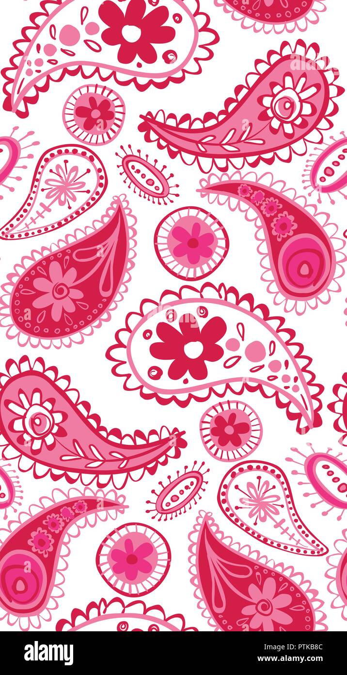 Vektor dekorative Paisley Design in Rot und Rosa Muster Hintergrund. Verwenden Sie für Gewebe, Steppdecken, Wallpaper, scrapbooking und Handwerk Stock Vektor
