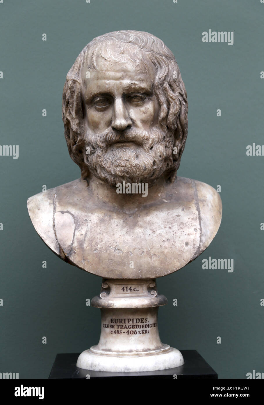 Die tragischen Dichter Euripides (C. 480 - 406 v. Chr.). Römische Kopie einer 4. Jahrhundert v. Chr. die ursprüngliche Griechische. Marmor. Carlsberg Glyptotek, Kopenhagen. Stockfoto