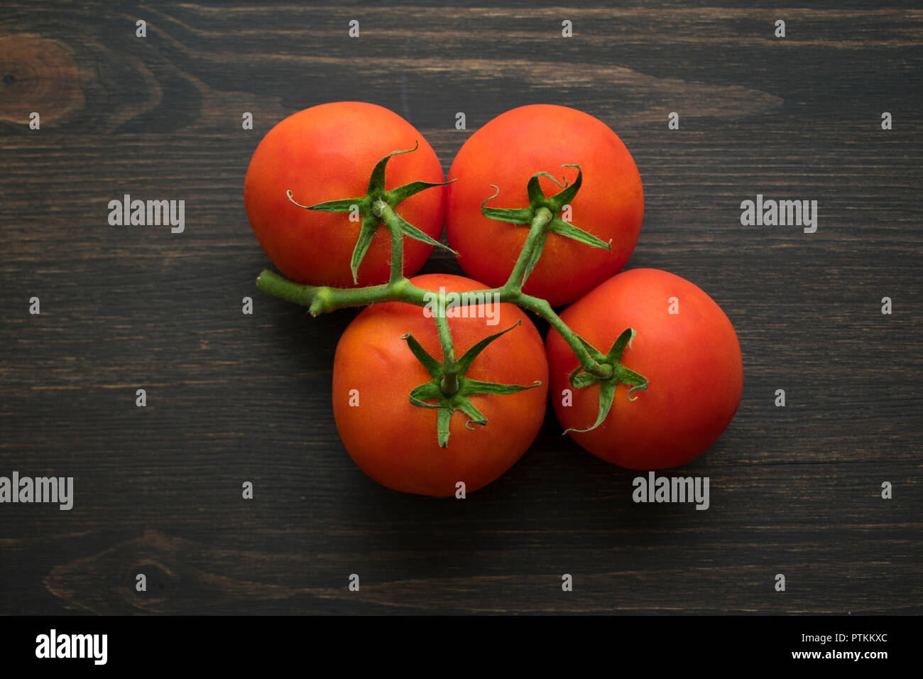 Tomaten am Rebstock Stockfoto