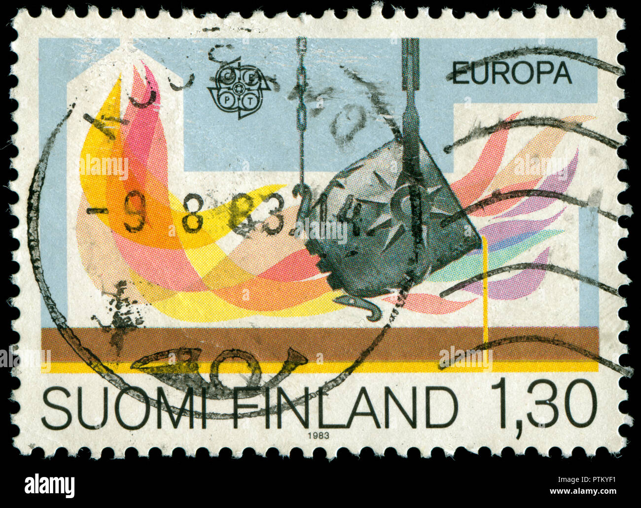 Poststempel Stempel aus Finnland im Europa (C.E.P.T.) 1983 - großen Errungenschaften des menschlichen Genius Serie in 1983 Stockfoto