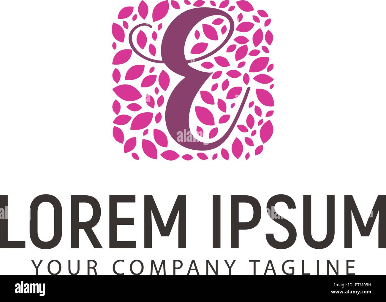 Buchstabe E mit Blatt Dekoration Logo. Hochzeit beauty Design Konzept Vorlage Stock Vektor