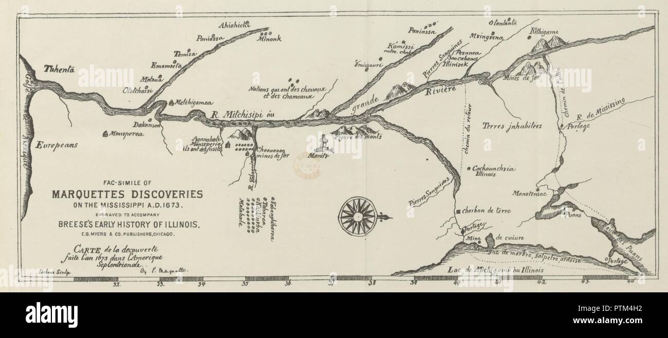 Seite 101 "Die frühe Geschichte von Illinois, seine Entdeckung durch die Franzosen, im Jahre 1673, bis die Abtretung nach Großbritannien im Jahr 1763, einschließlich der Erzählung von Marquette's Entdeckung des Mississippi. Von S. Breese 0040. Stockfoto