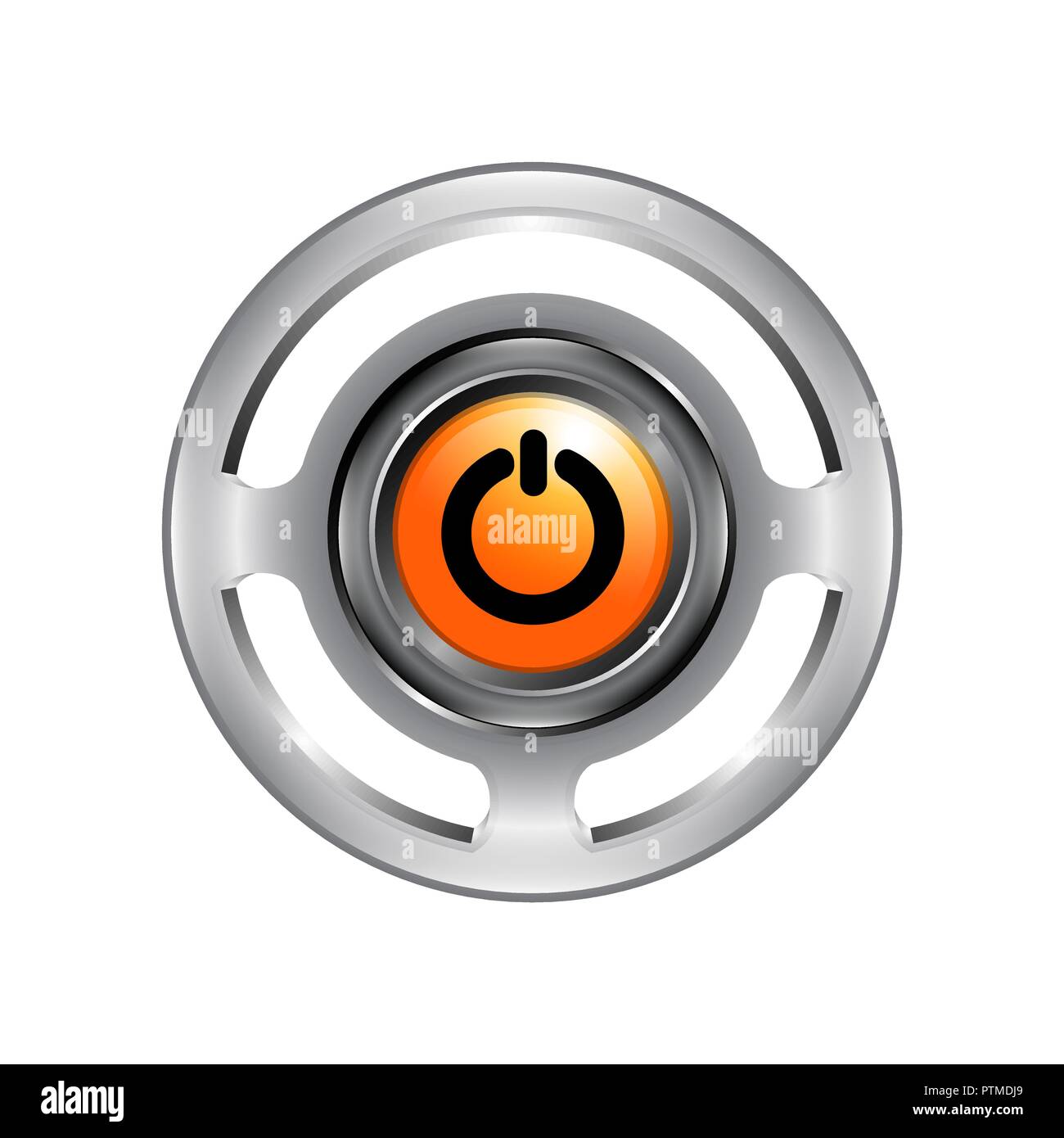 3d-chrom Logo der Power-Taste. Schalten Sie auf das Symbol Vektor auf weißem Hintergrund für Ihre Web- und mobile App Design isoliert, schalten Sie logo Konzept Stock Vektor