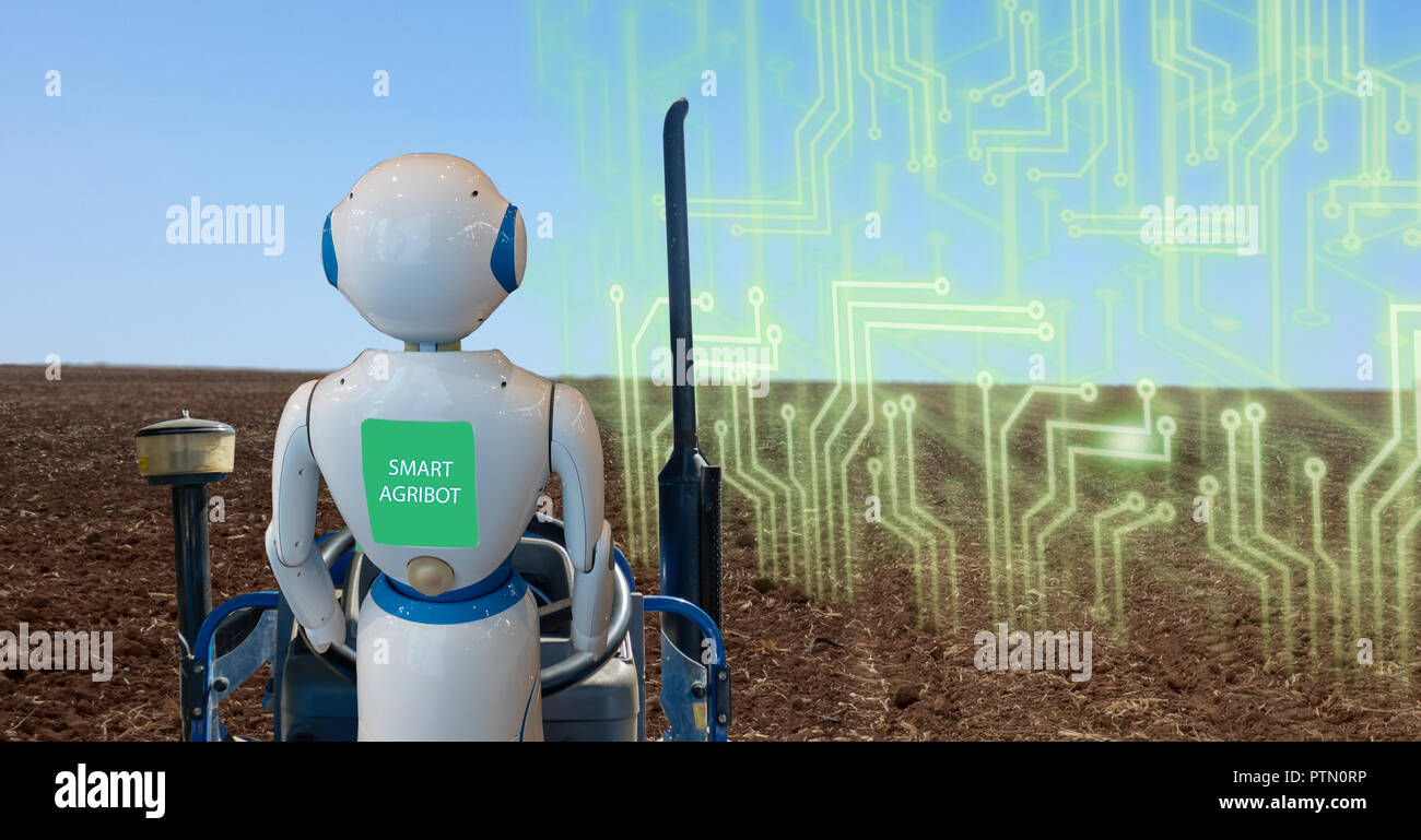 Iot Smart Farming, Landwirtschaft in der Industrie 4.0-Technologie mit künstlicher Intelligenz und Machine Learning Konzept. Es helfen zu verbessern, kategorisiert, Stockfoto