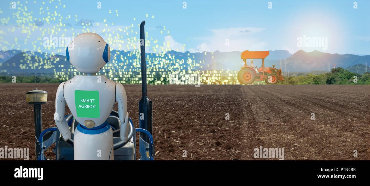 Iot Smart Farming, Landwirtschaft in der Industrie 4.0-Technologie mit künstlicher Intelligenz und Machine Learning Konzept. Es helfen zu verbessern, kategorisiert, Stockfoto