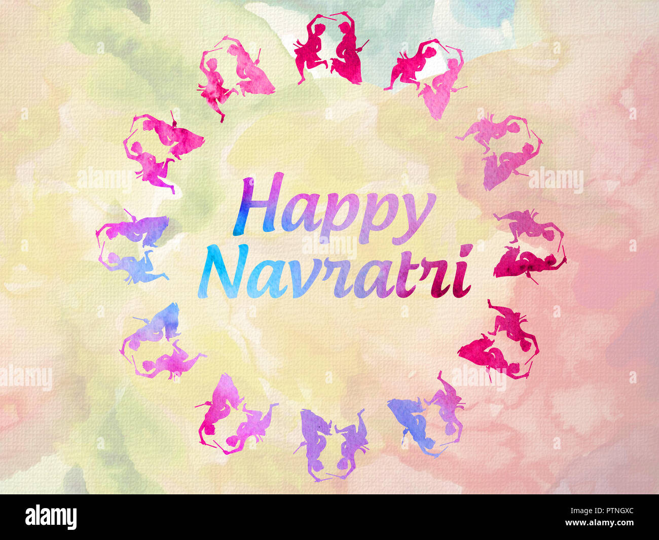 Happy Navratri (Indische hinduistische Fest) Grüße Stockfoto