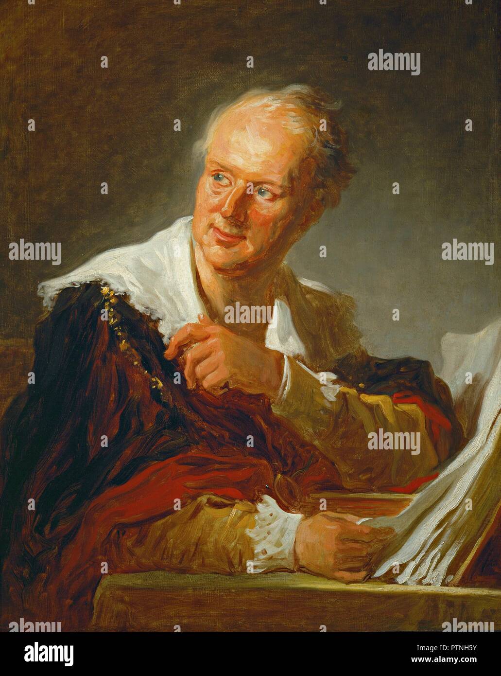 Retrato de Denis Diderot. Museum: Abbey House Museum. Autor: Fragonard, Jean Honore. Stockfoto