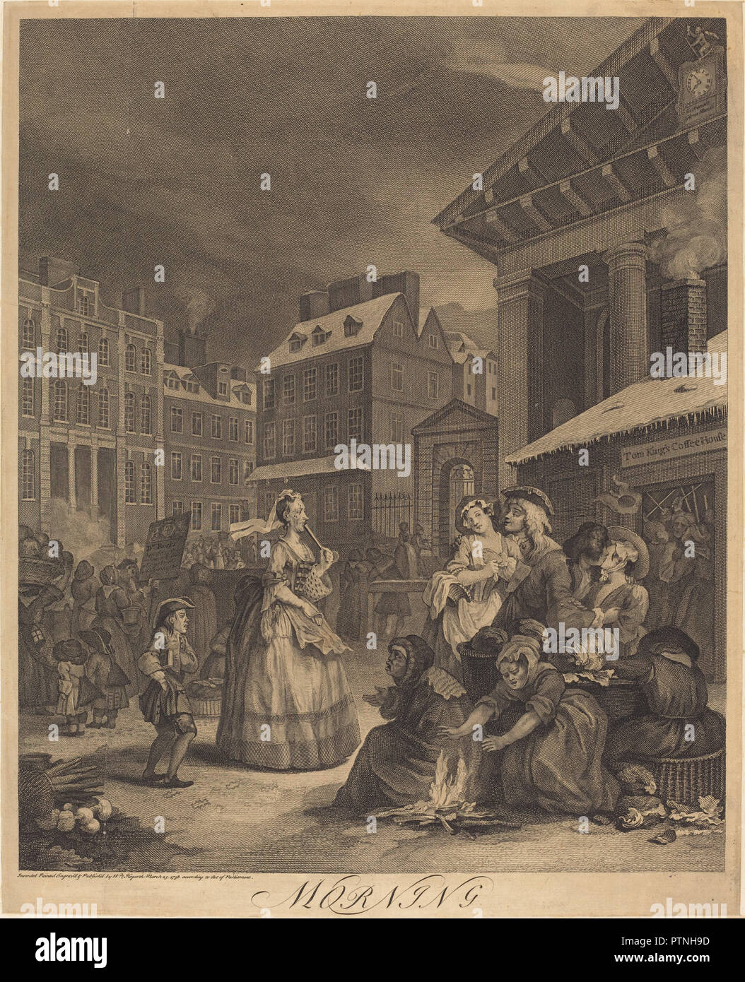 Morgen. Stand: 1738. Medium: Radierung und Gravur. Museum: Nationalgalerie, Washington DC. Autor: William Hogarth. Stockfoto