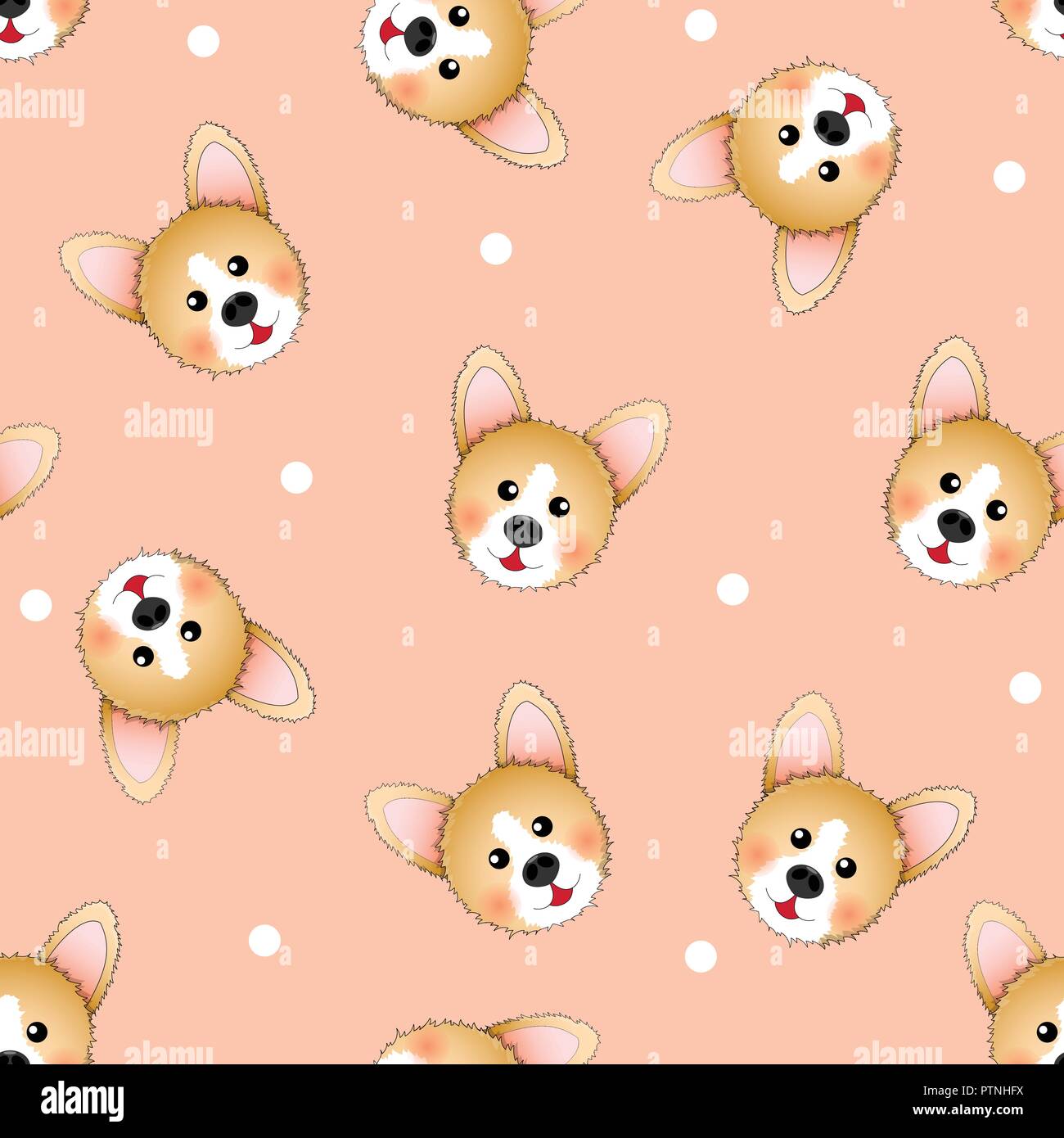 Cute Corgi auf hellen Orange hinterlegt. Vector Illustration. Stock Vektor