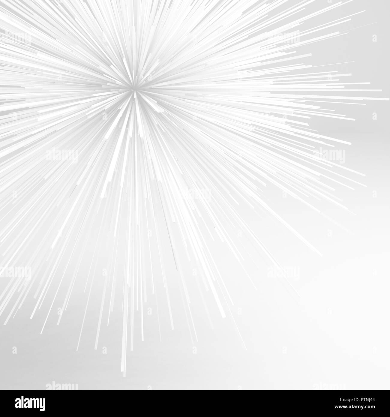 Abstrakte scharfe weiße Explosion Objekt. Platz 3D-Darstellung Stockfoto