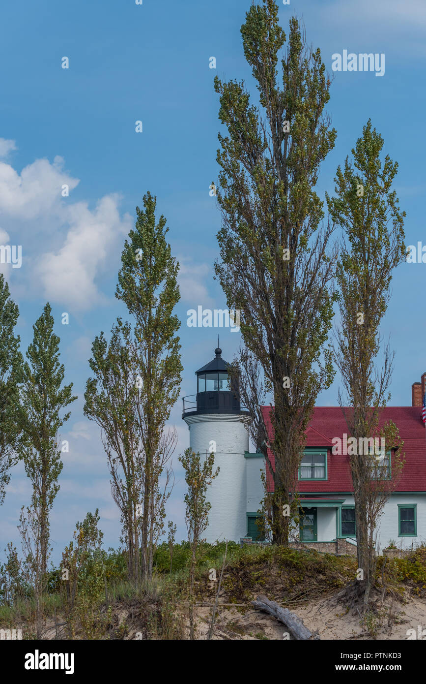 Betsie Point LIghthouse an der Küste des Lake Michigan, Frankfort, Michigan, USA. Stockfoto