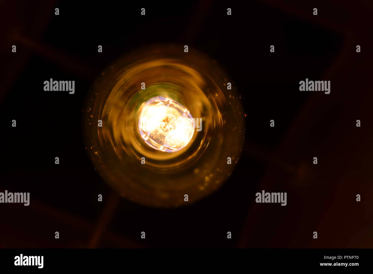 Photto der Glühlampe mit warmem Licht Stockfoto