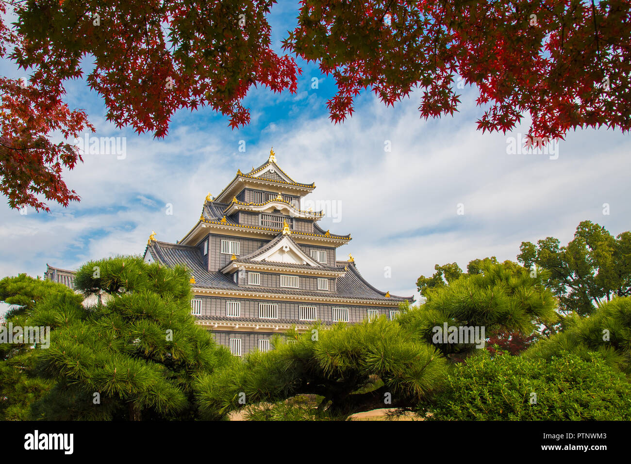 Okayama historische Schloss eine der berühmten Touristenattraktion in Okayama Präfektur, Japan Stockfoto