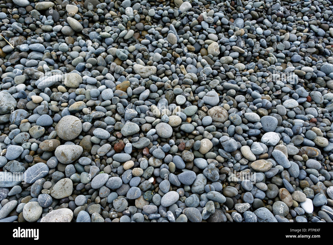 Steine in verschiedenen Farben und Größen auf ein steiniger Strand Stockfoto