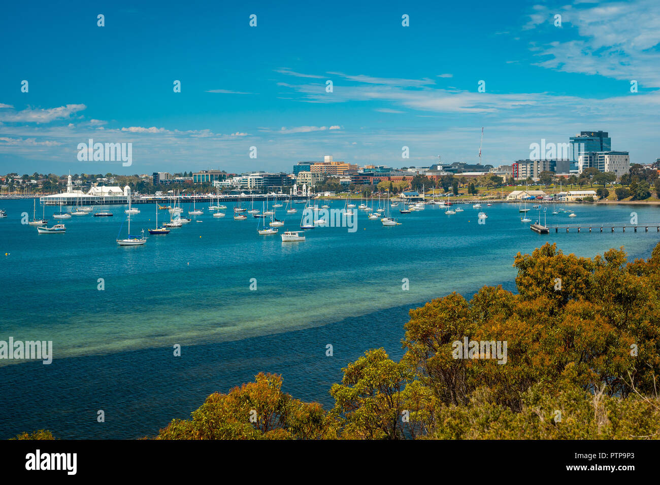 Geelong, Victoria, Australien - Stadt Aussichtspunkt über die Bucht Stockfoto