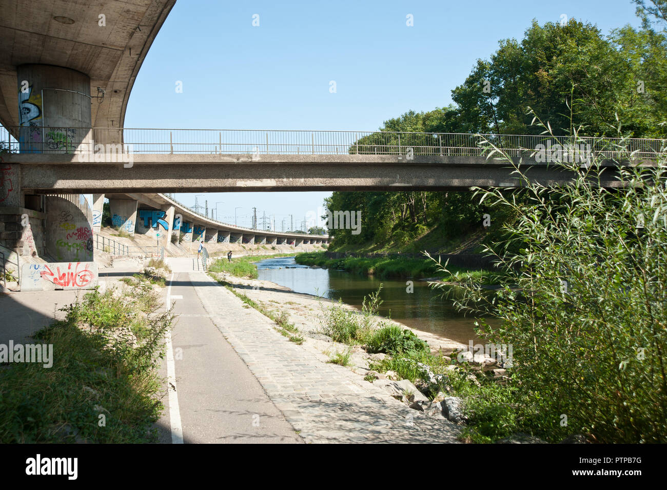 Wien, Wienfluss, Wientalradweg Stockfoto